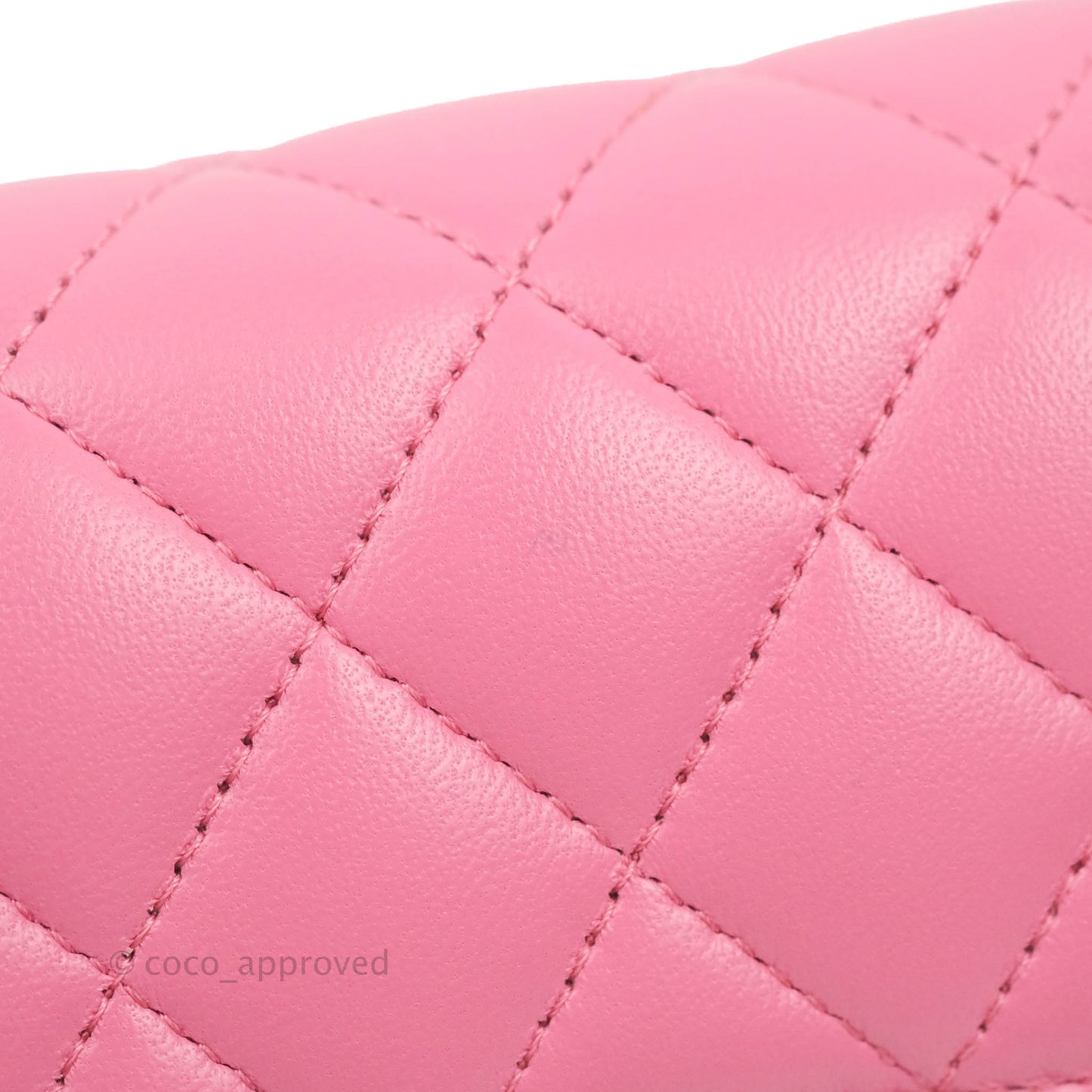 Chanel Quilted Case With Chain Pink Lambskin Gold Hardware