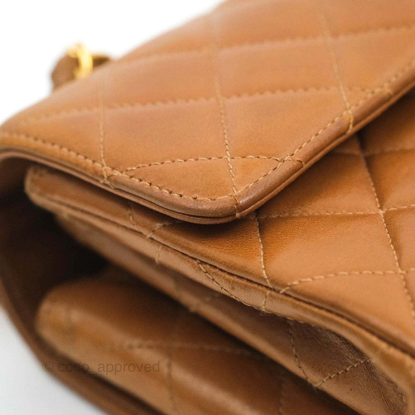 Chanel Vintage Double-sided Small Flap Brown Caramel Lambskin 24K Gold Hardware