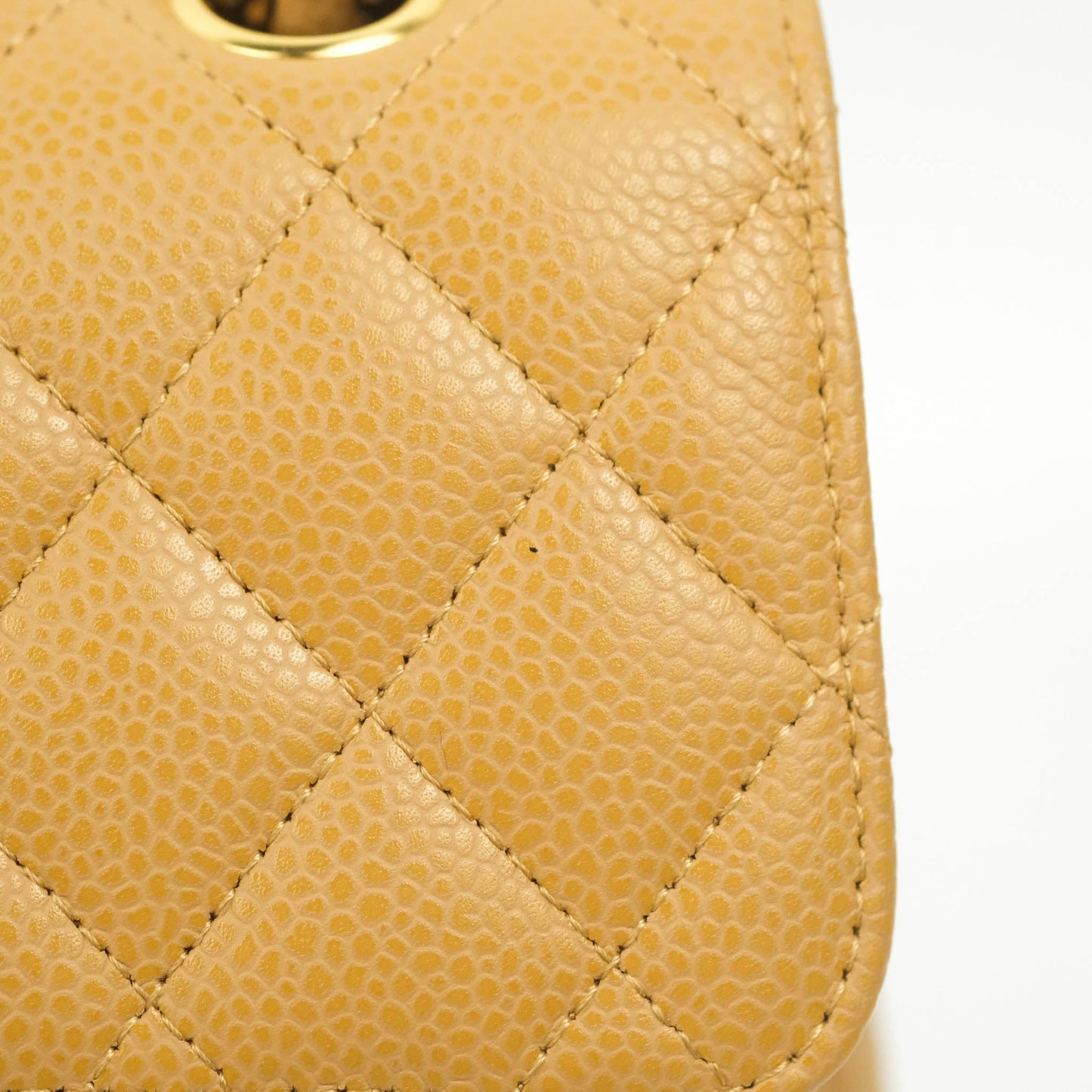 Chanel S/M Small Classic Quilted Flap Dark Beige Caviar 24K Gold Hardware