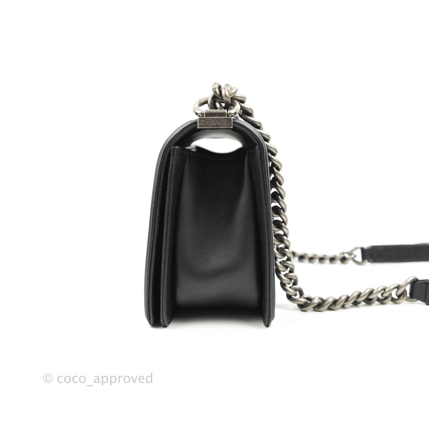 Chanel Quilted Medium Boy Black Calfskin Ruthenium Hardware