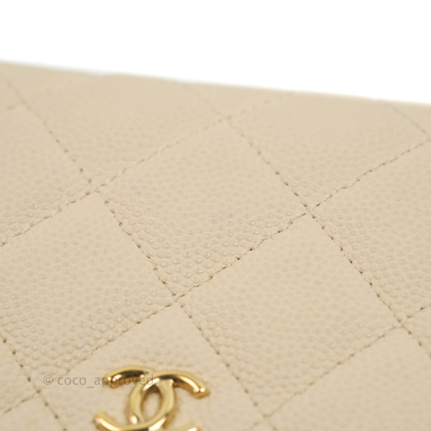 Chanel Quilted Mini O Case Light Beige Caviar Gold Hardware