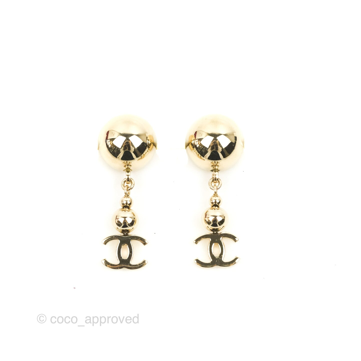 Chanel CC Drop Earrings Gold