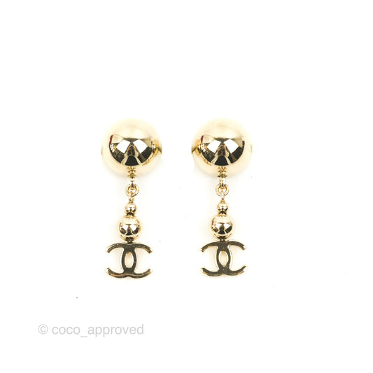 Chanel CC Drop Earrings Gold