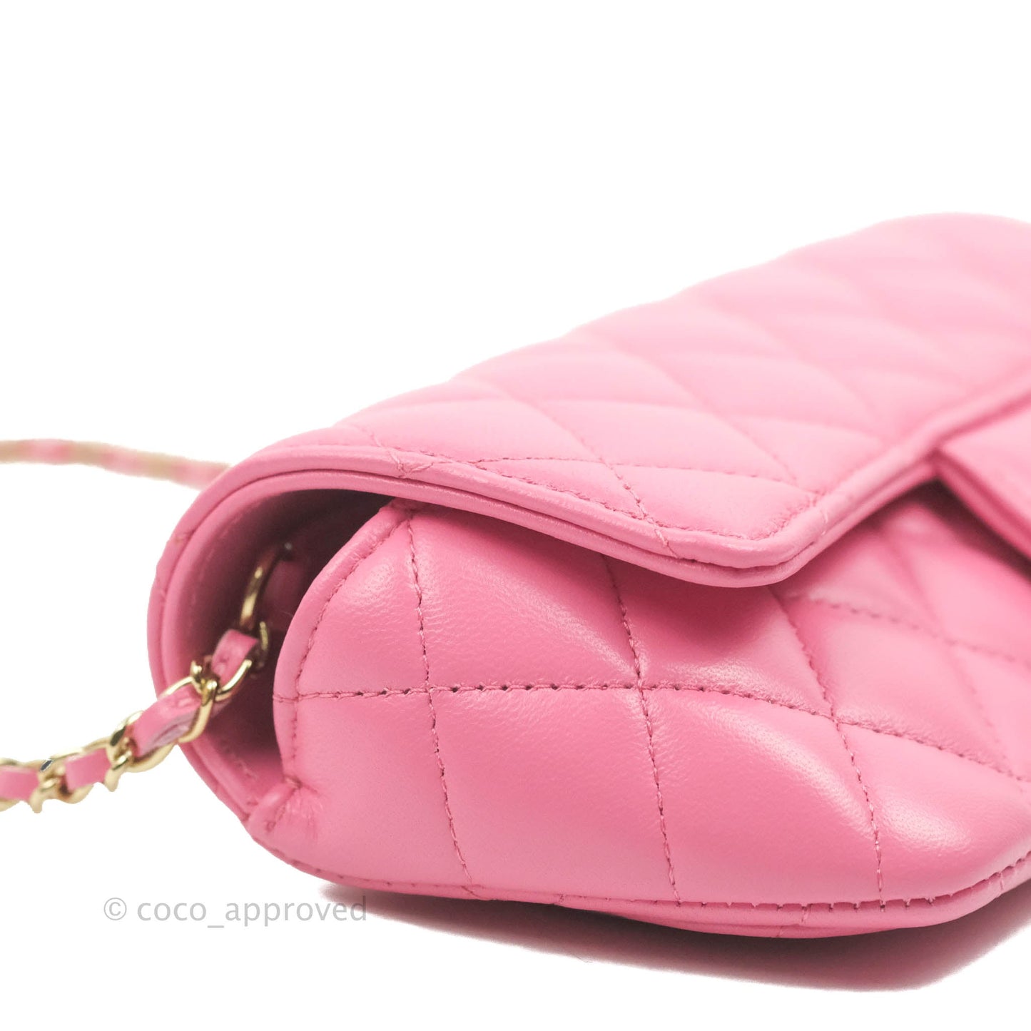 Chanel Quilted Case With Chain Pink Lambskin Gold Hardware