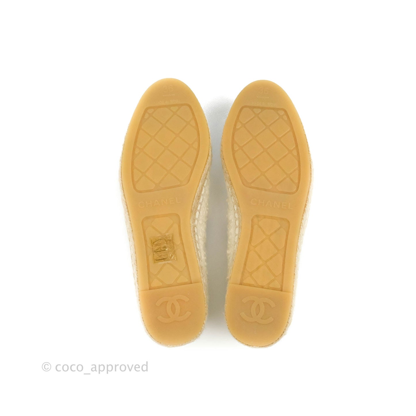 Chanel CC Espadrilles Tweed Black White Size 36