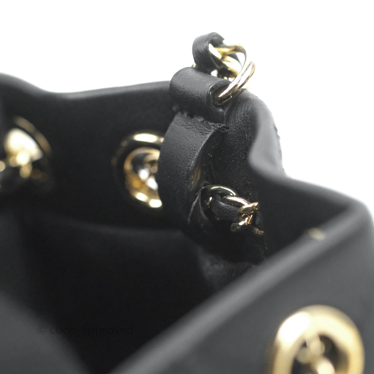 Chanel Mini CC Drawstring Bucket Bag Black Calfskin Gold Hardware