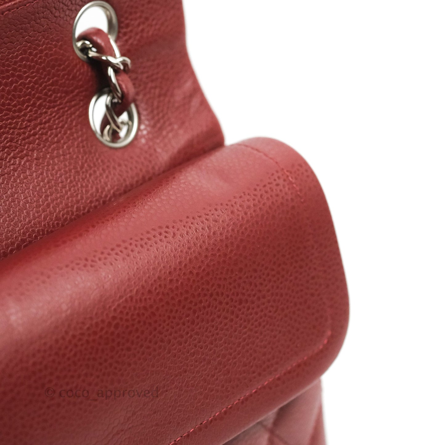 Chanel Classic M/L Medium Flap Quilted Dark Red Caviar Silver Hardware
