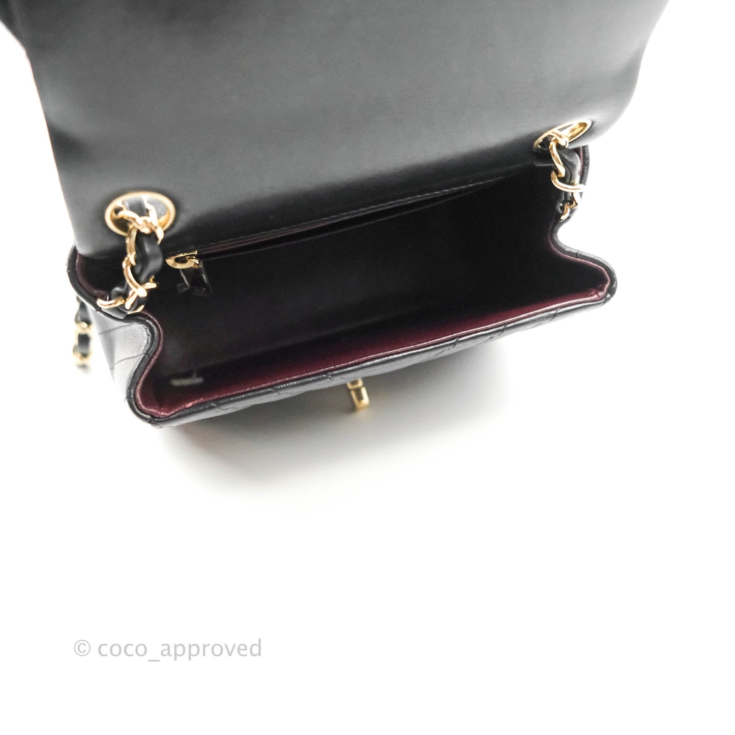 Chanel Mini Square Black Chevron Lambskin Gold Hardware