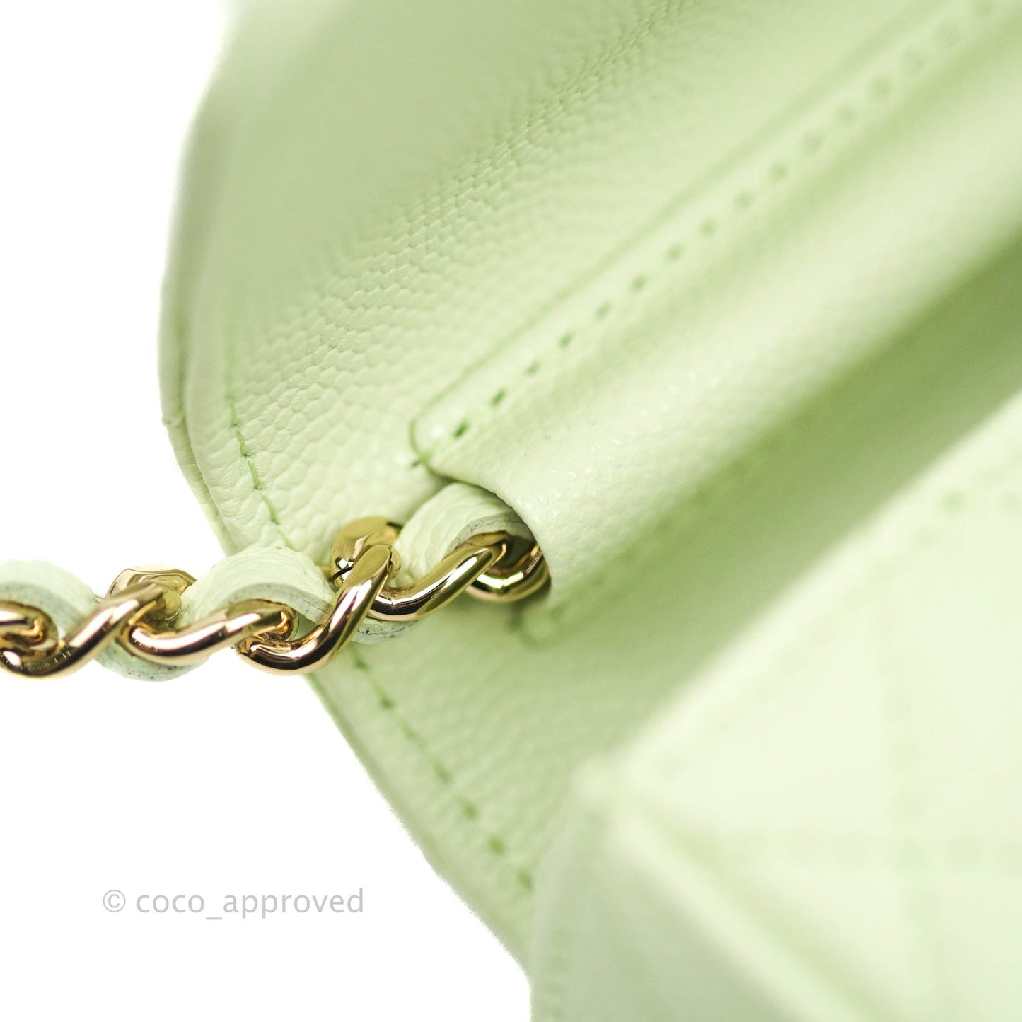 Chanel Classic Clutch With Chain Mint Green Gold Hardware