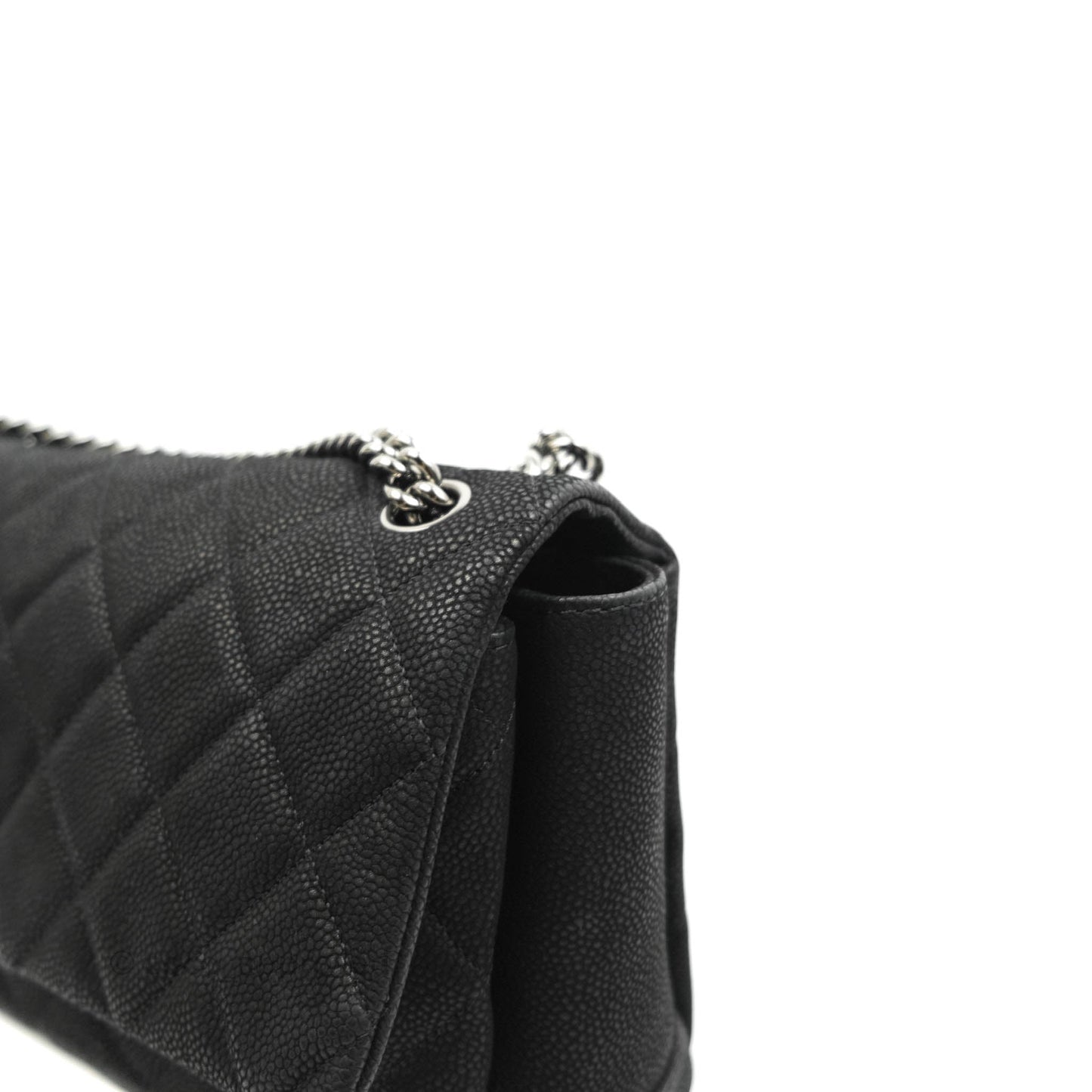Chanel Lady Pearly Flap Bag Black Caviar Silver Hardware