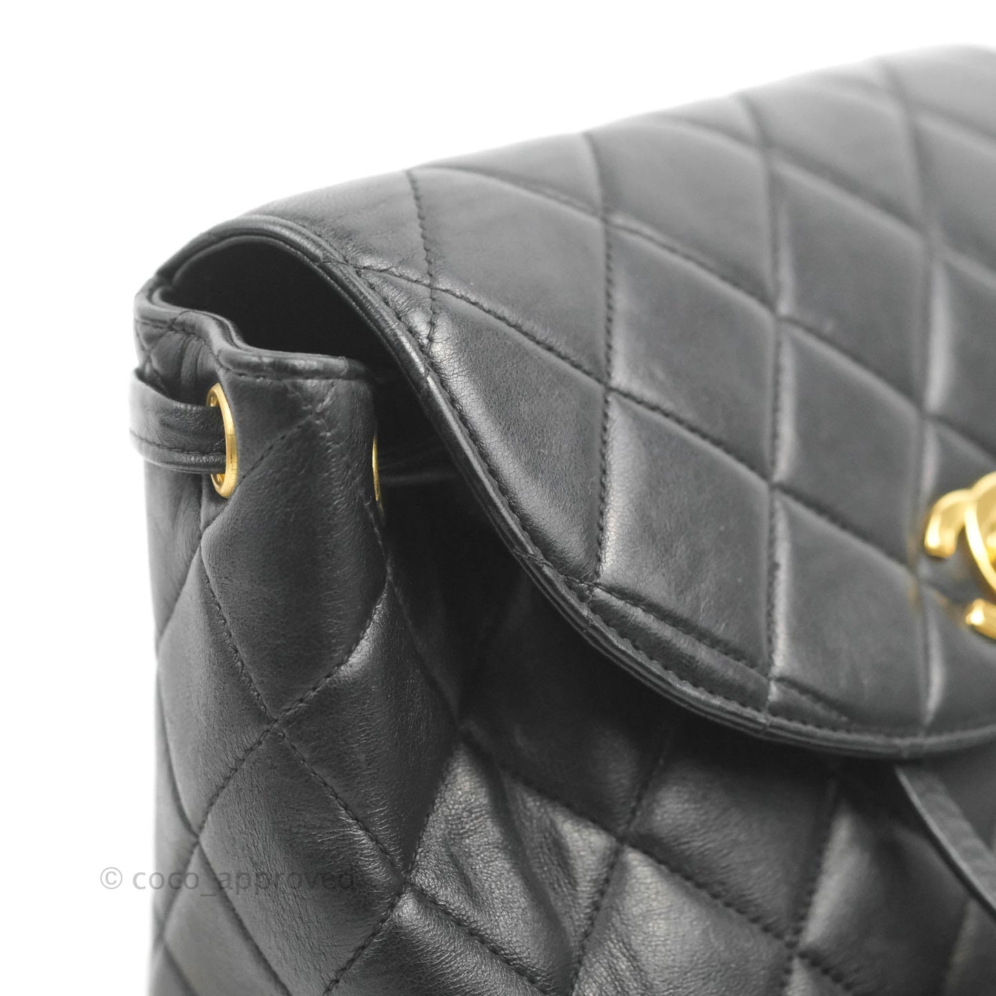 Chanel Vintage CC Duma Backpack Black Lambskin 24K Gold Hardware