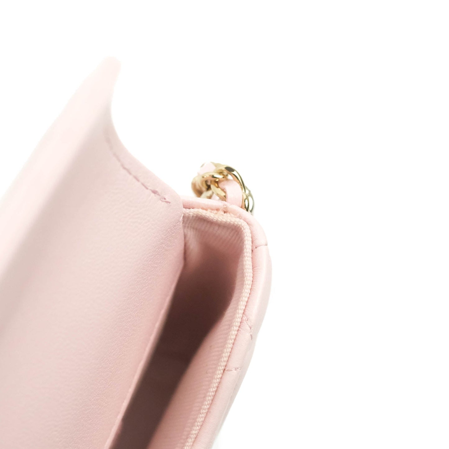 Chanel Mini Clutch With Chain Pink Lambskin Gold Hardware