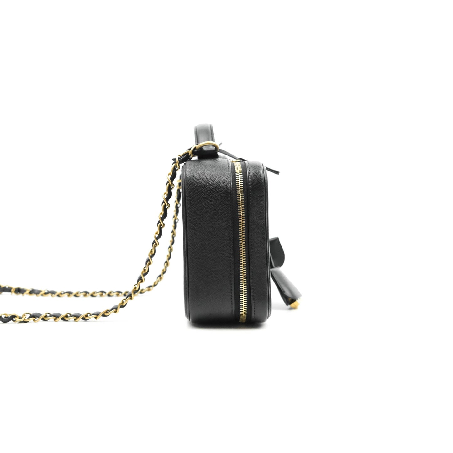 Chanel Quilted Medium CC Filigree Vanity Case Black Caviar Gold Hardware