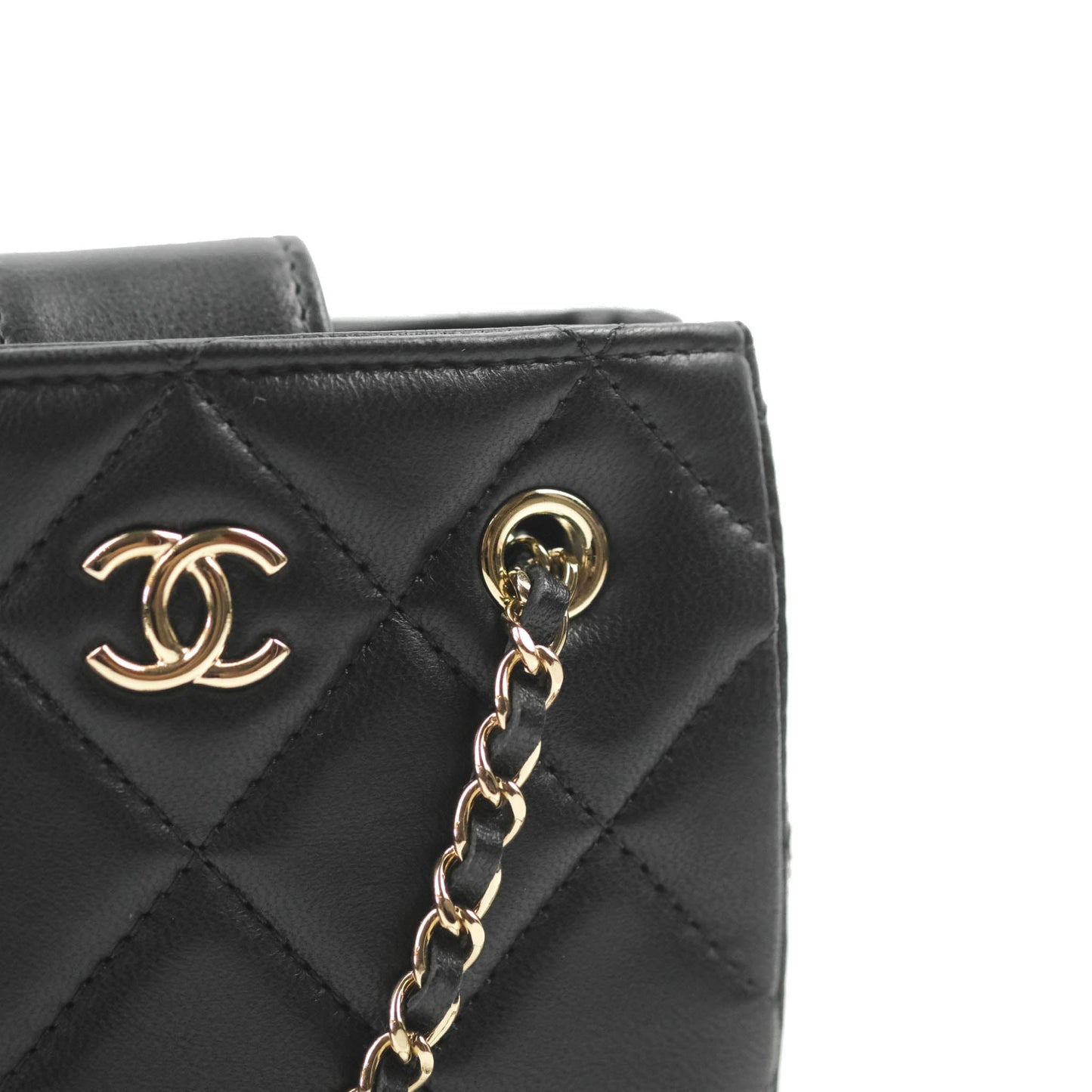 Chanel Mini Clutch With Chain Black Lambskin Gold Hardware 22C