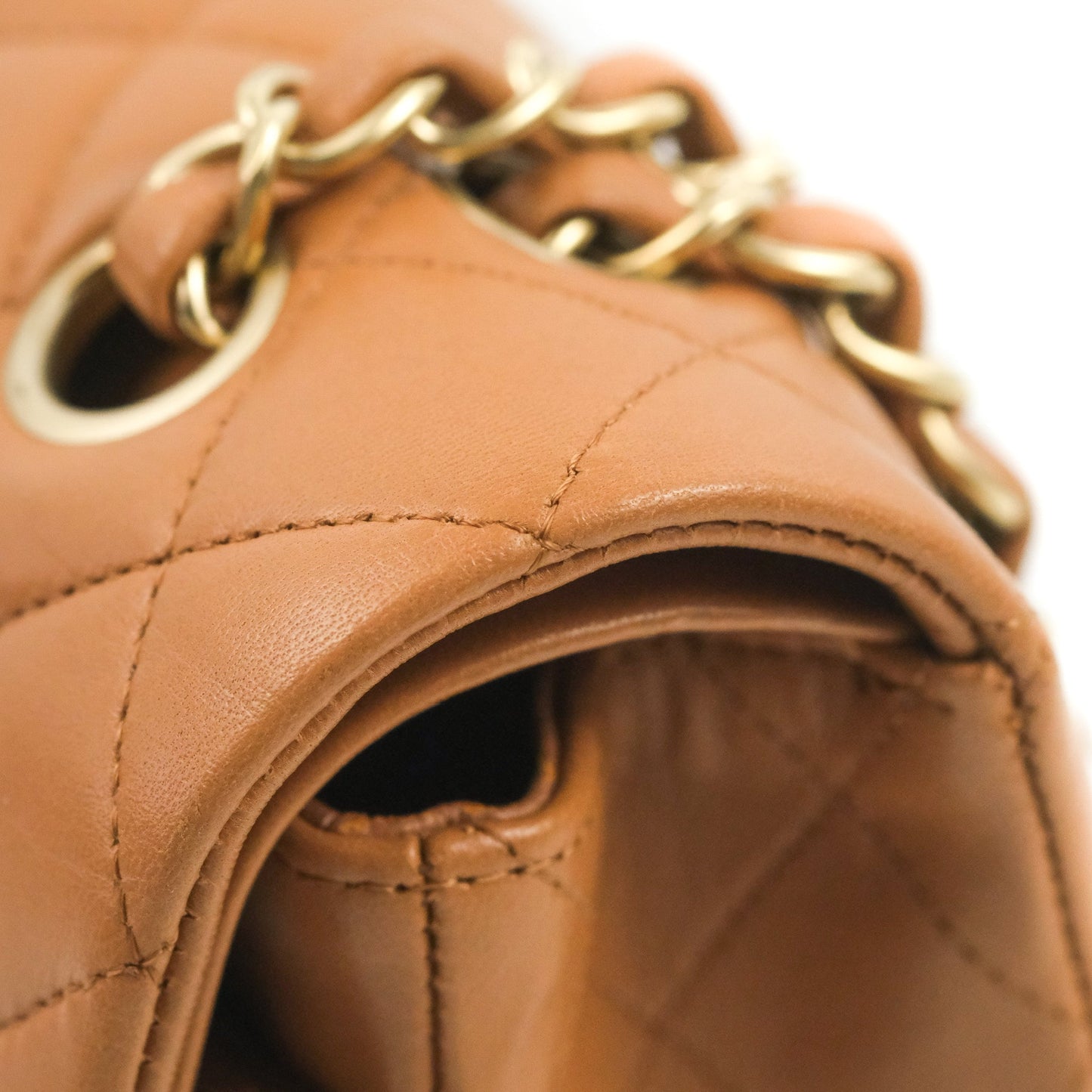 Chanel Classic M/L Medium Flap Quilted Dark Beige Caramel Lambskin Gold Hardware