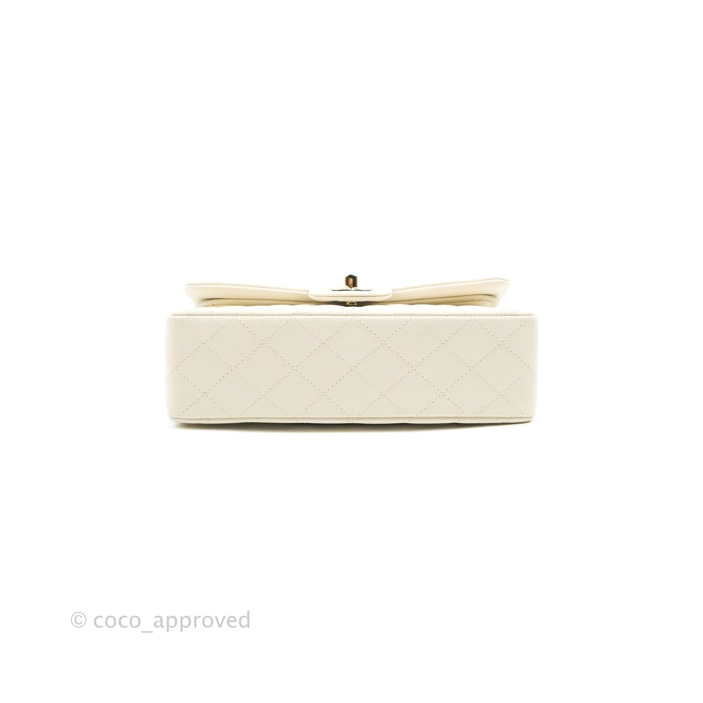 Chanel Classic Small S/M Quilted Flap White Caviar Gold Hardware 22C