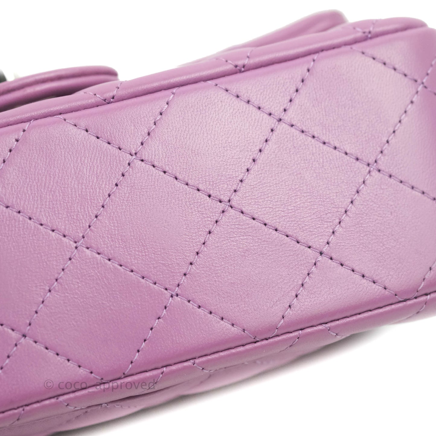 Chanel Quilted Mini Rectangular Flap Purple Lambskin Silver Hardware