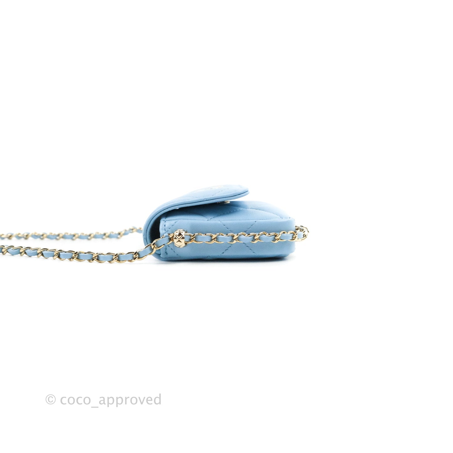 Chanel Mini Clutch With Chain Blue Lambskin Gold Hardware