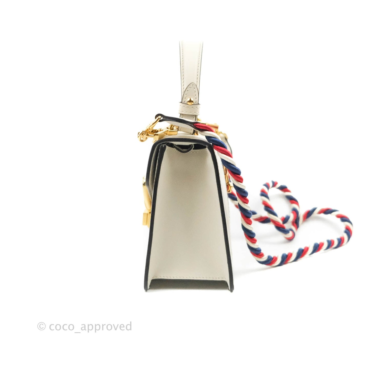 Gucci Mini Sylvie Top Handle White Calfskin Shoulder Bag⁣ ⁣⁣⁣⁣⁣⁣⁣⁣⁣⁣⁣⁣⁣⁣⁣⁣With Strap