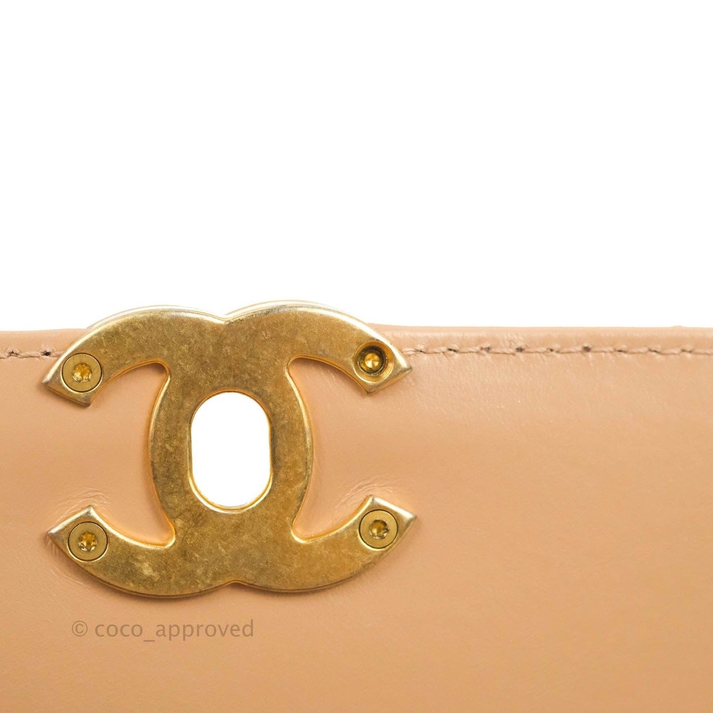 Chanel Quilted Perfect Fit Adjustable Beige Calfskin Gold Hardware 21A