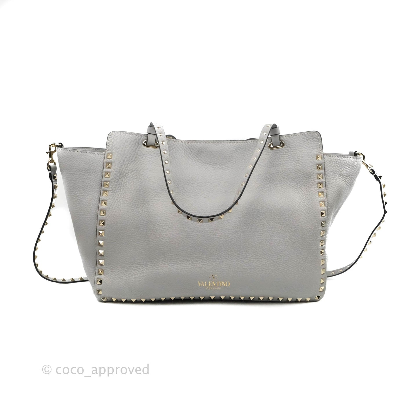 Valentino Garavani Medium Rockstud Bag Grey Grainy Calfskin