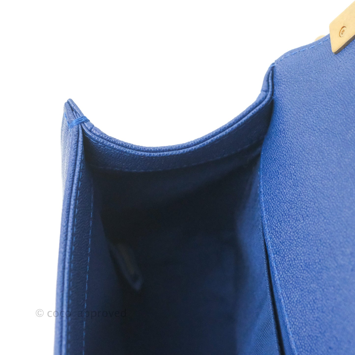 Chanel Quilted Medium Boy Blue Caviar Aged Gold Hardware