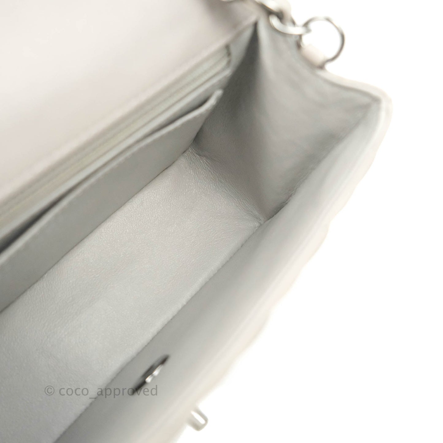 Chanel Quilted Mini Rectangular Flap Grey Lambskin Dark Silver Hardware