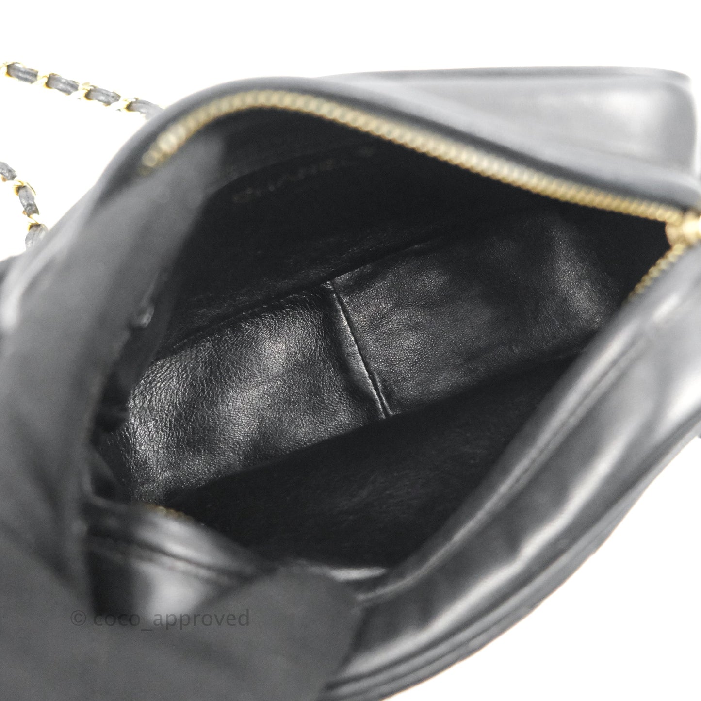 Chanel Vintage Small Camera Bag Black Lambskin Gold Hardware