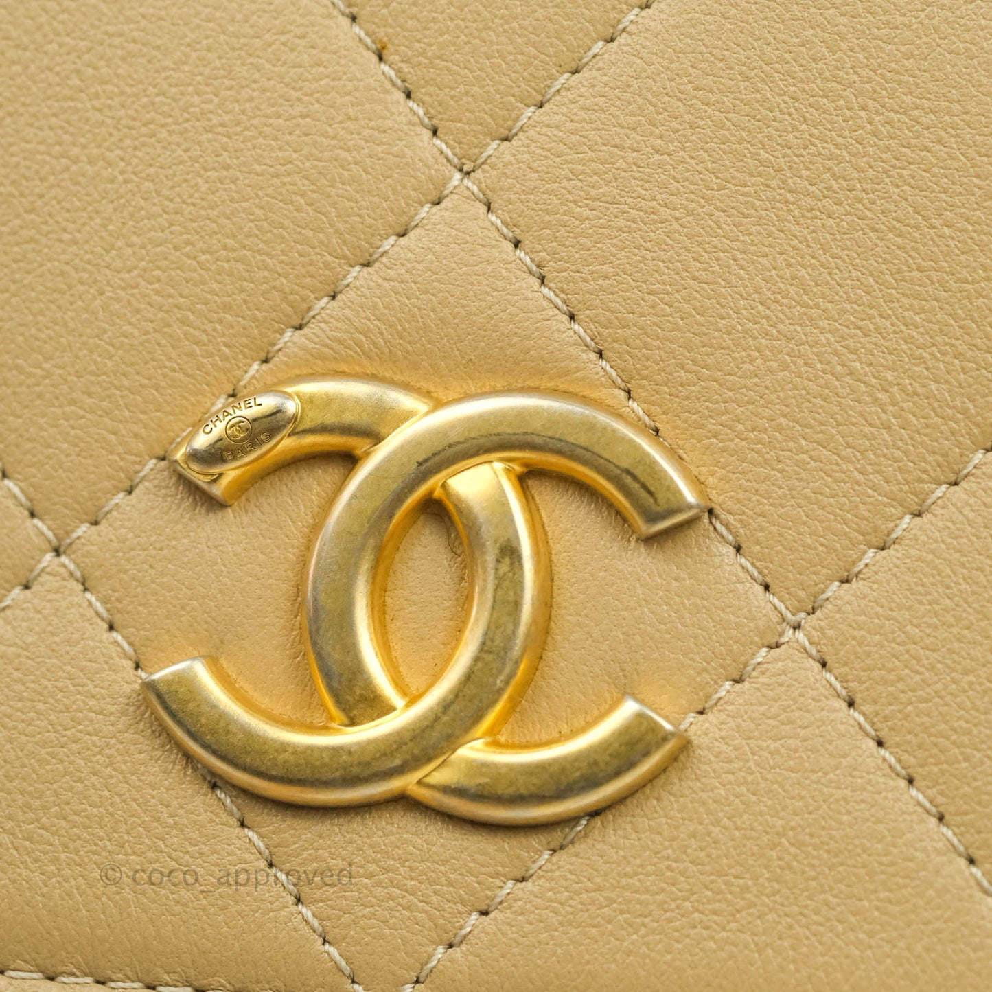 Chanel Small Hobo Bag Beige Calfskin Aged Gold Hardware