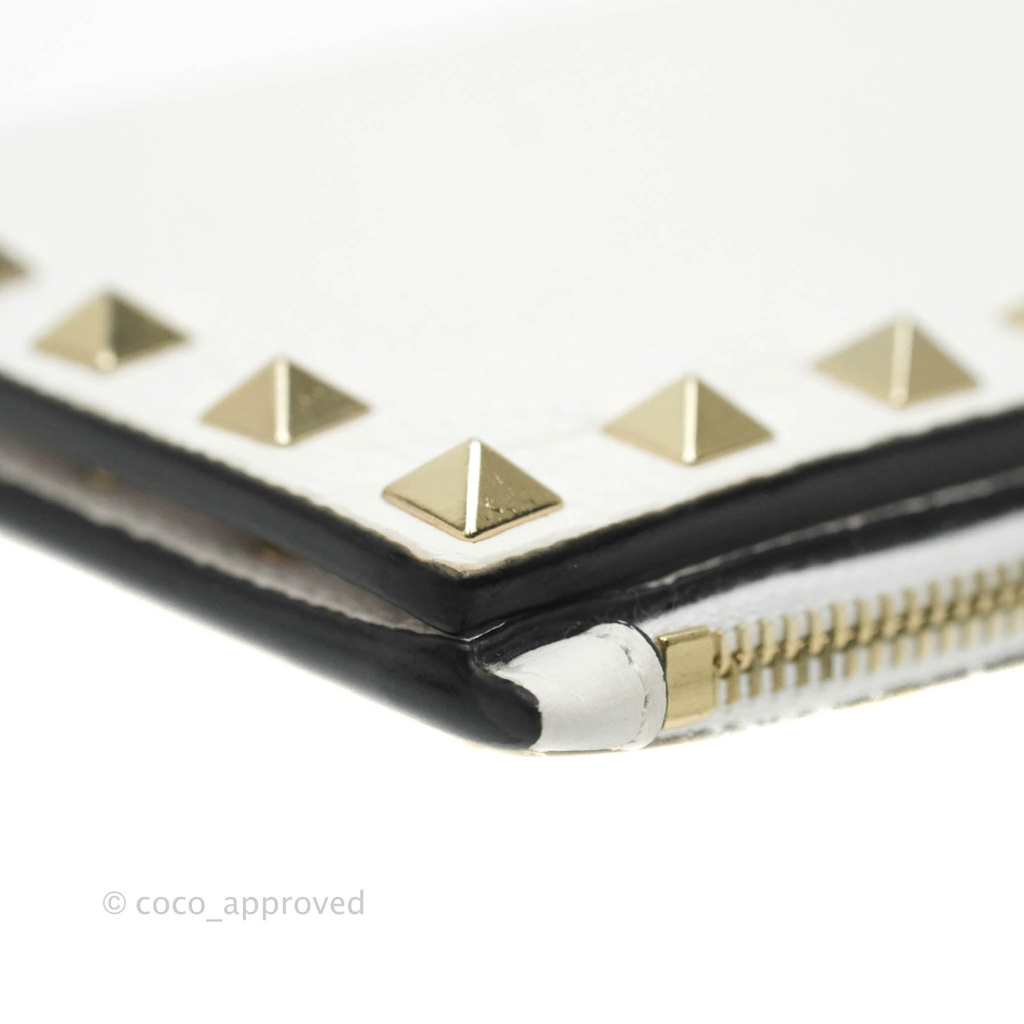 Valentino Garavani Shot Wallet White Grained Leather Gold Hardware