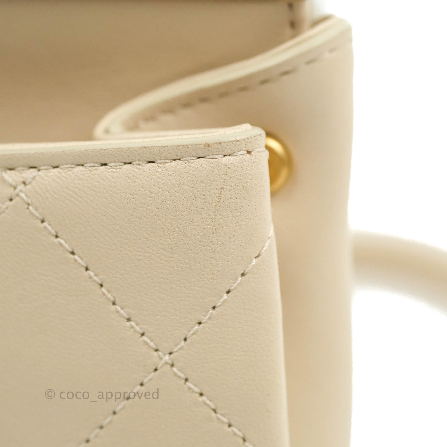 Chanel Small Flat Quilted Coco Luxe Flap Bag Light Beige Aged Gold Hardware