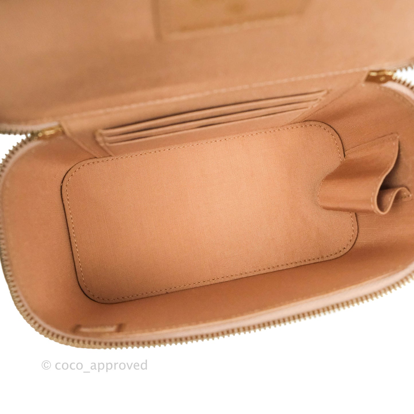 Chanel Vanity Rectangular Top Handle Beige Lambskin Aged Gold Hardware