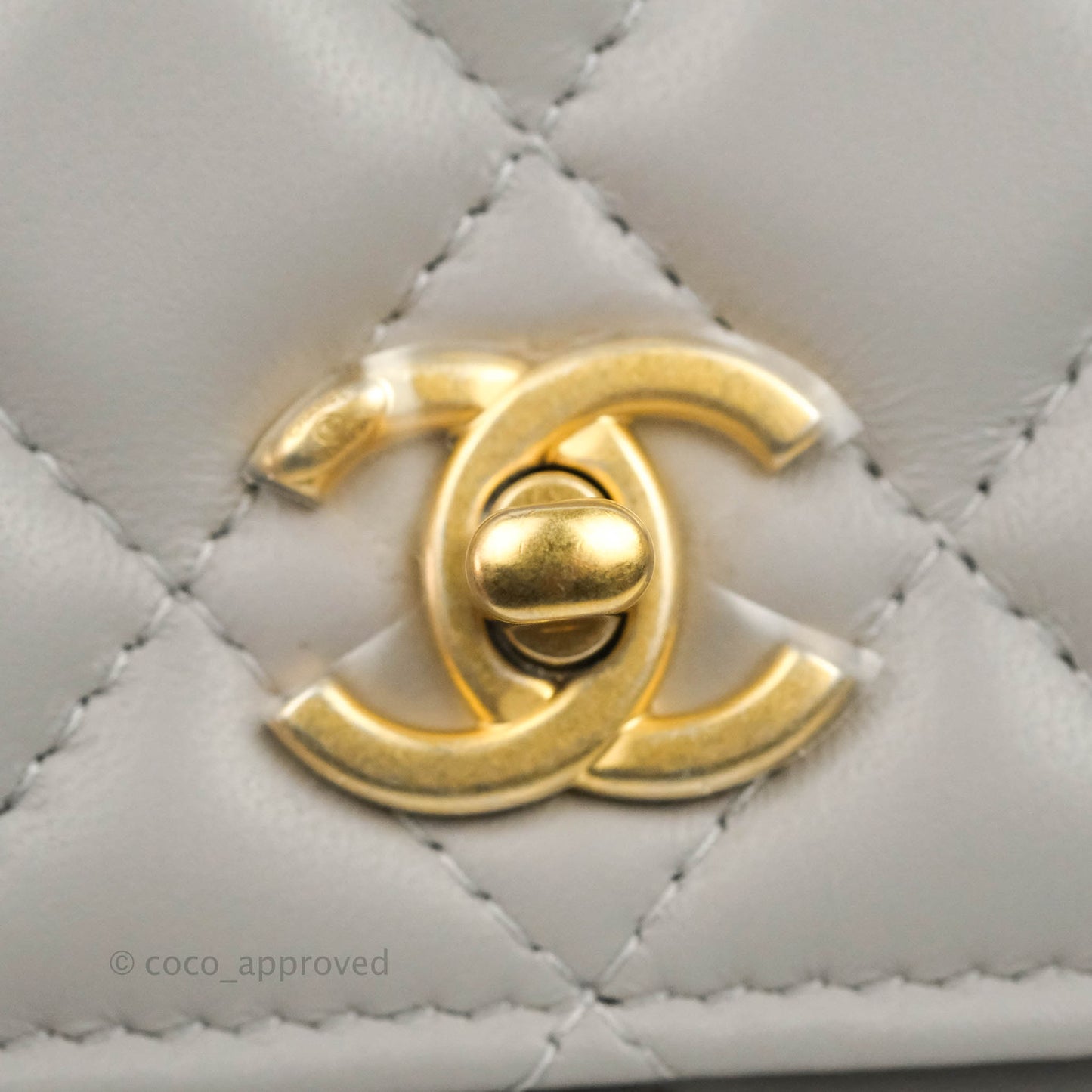 Chanel Quilted Pearl Crush Wallet on Chain WOC Grey Lambskin Aged Gold Hardware