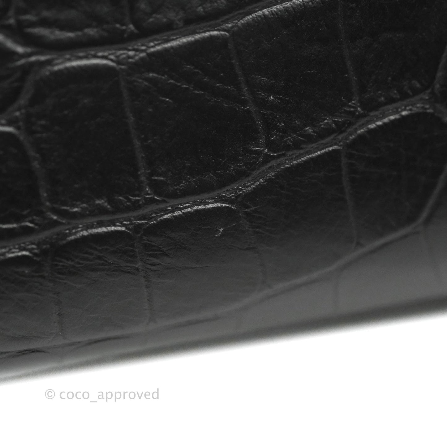 Chanel Large Gabrielle Hobo Crocodile Embossed Black Calfskin