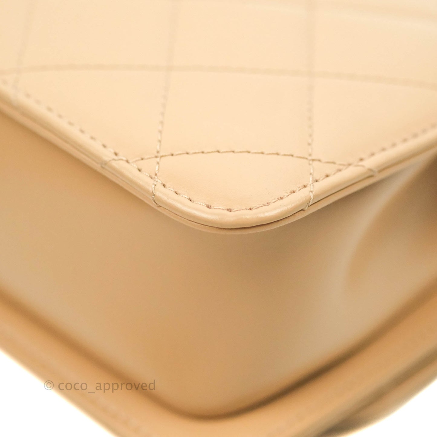 Chanel Quilted Small Perfect Fit Adjustable Beige Calfskin Gold Hardware 21A