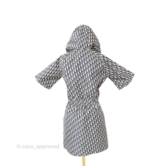 Christian Dior Short Hooded Dress Navy Dior Oblique Jacquard