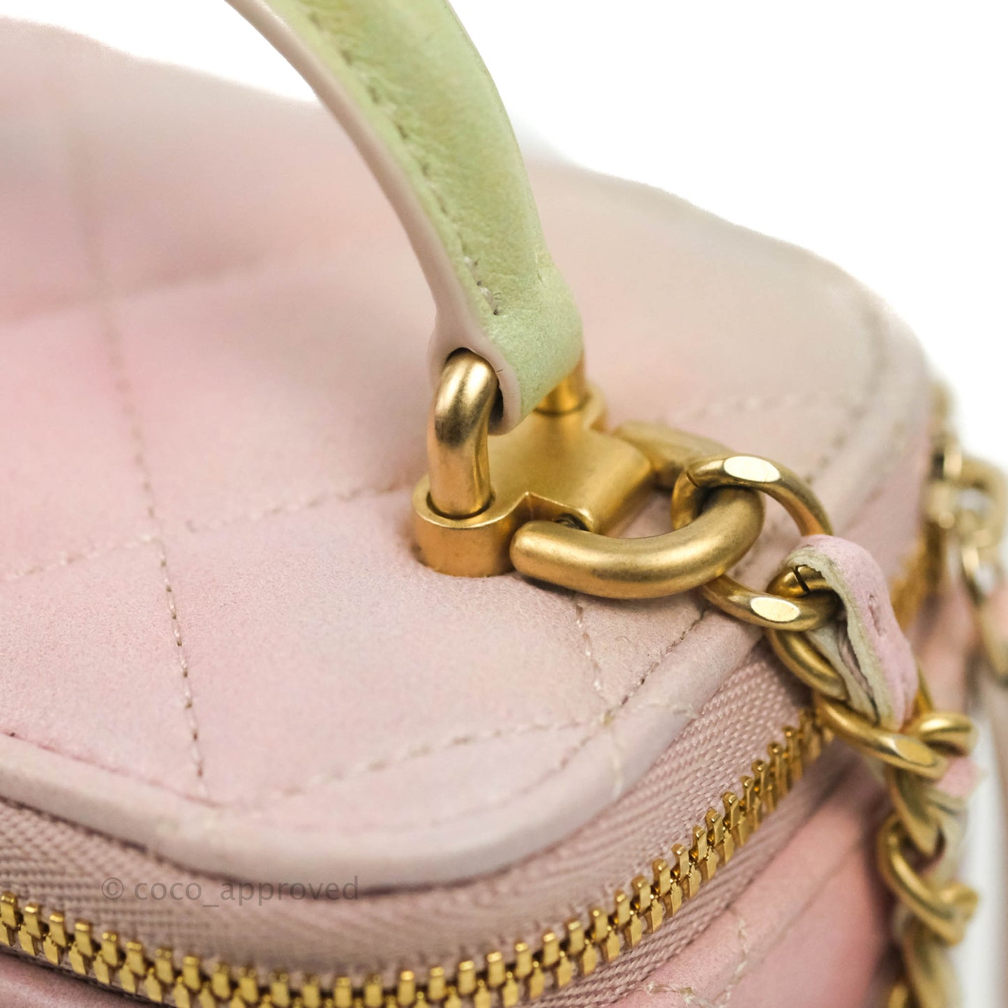 Chanel Mini Top Handle Vanity With Chain Rainbow Lambskin Aged Gold Hardware