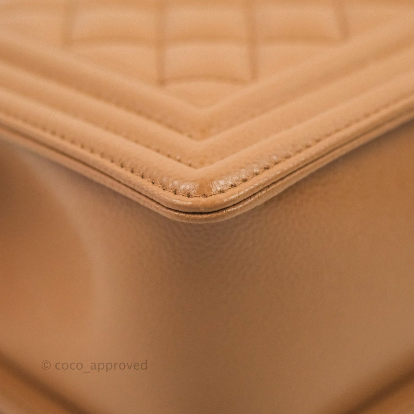 Chanel Quilted Medium Boy Caramel Caviar Gold Hardware