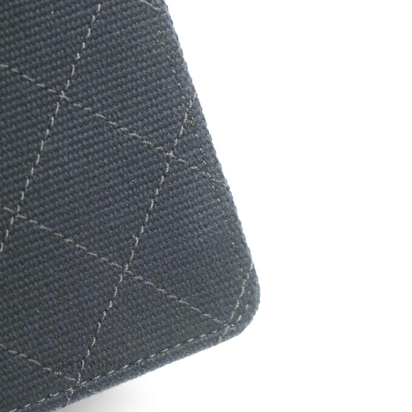 Chanel Quilted CC Top Handle with Chain Dark Navy Fabric Ruthenium Hardware 15P