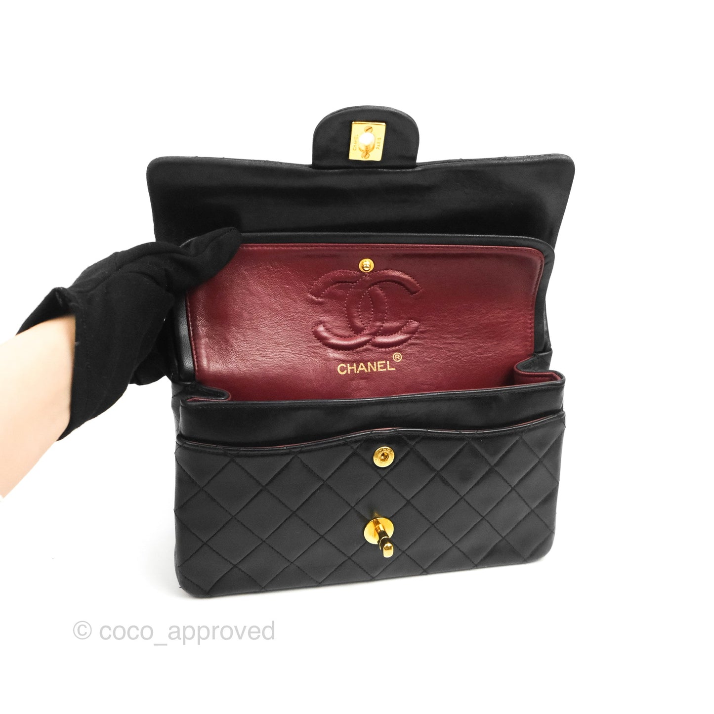 Chanel Classic Vintage Double Flap M/L Black Lambskin Gold Hardware