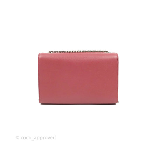 Saint Laurent New Small Classic Monogram Kate Chain Bag Mystic Rose Grained Calfskin Silver Hardware
