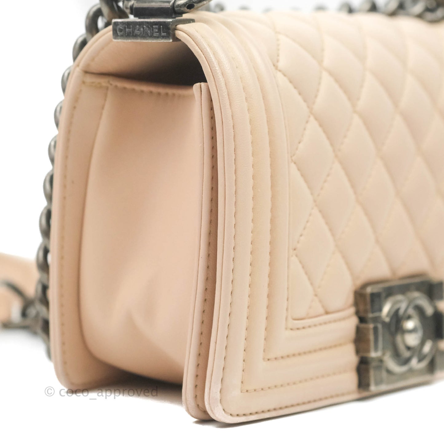 Chanel Boy Small Light Beige Pink Calfskin Ruthenium Hardware