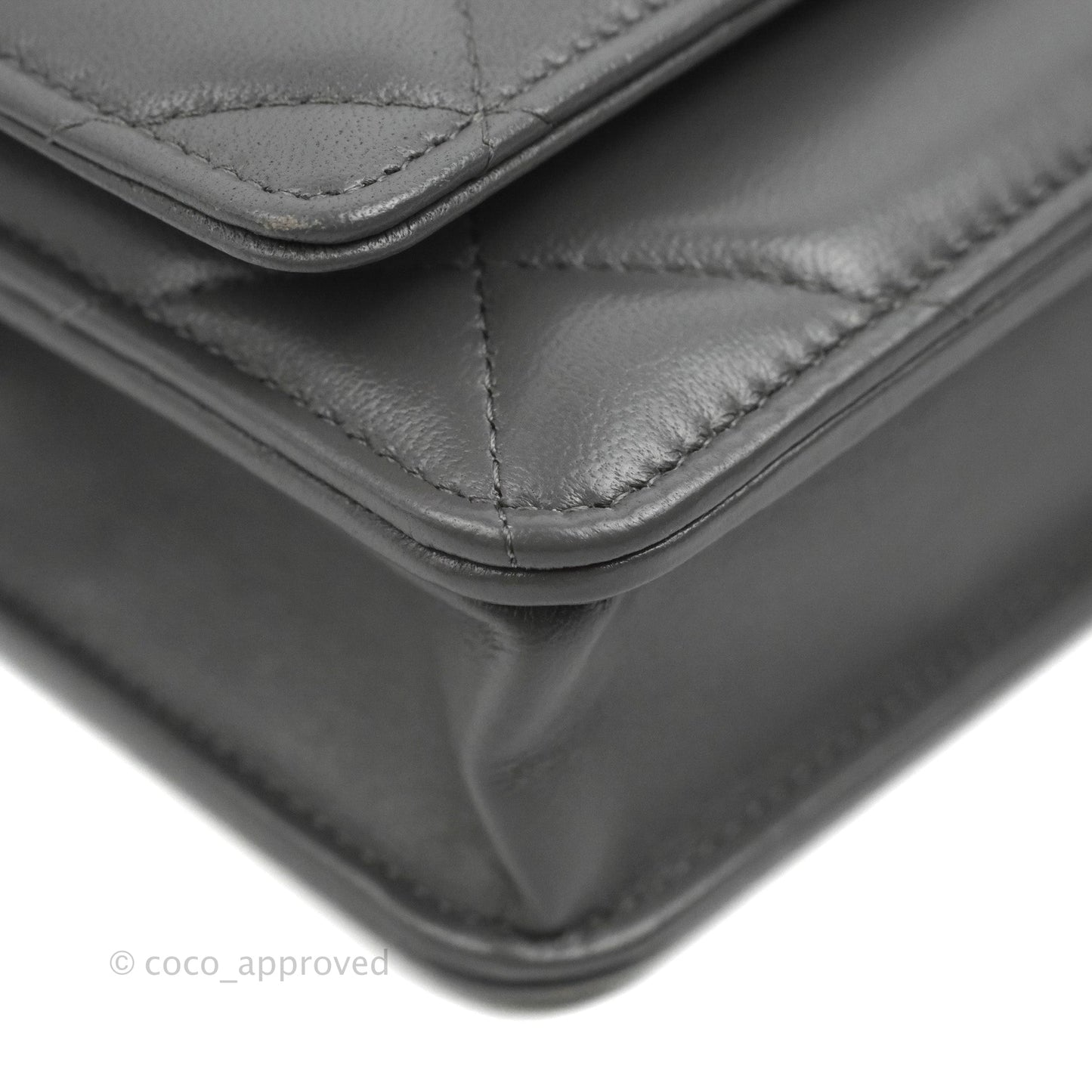 Chanel 19 Wallet on Chain WOC Dark Grey Lambskin Mixed Hardware