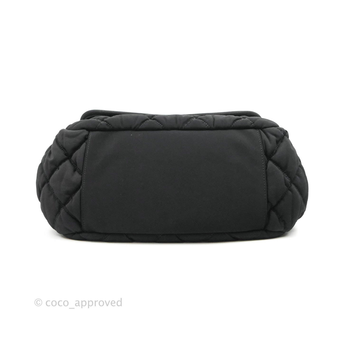 Chanel Black Jersey Bubble Quilt Accordion Flap Bag Silver Hardware