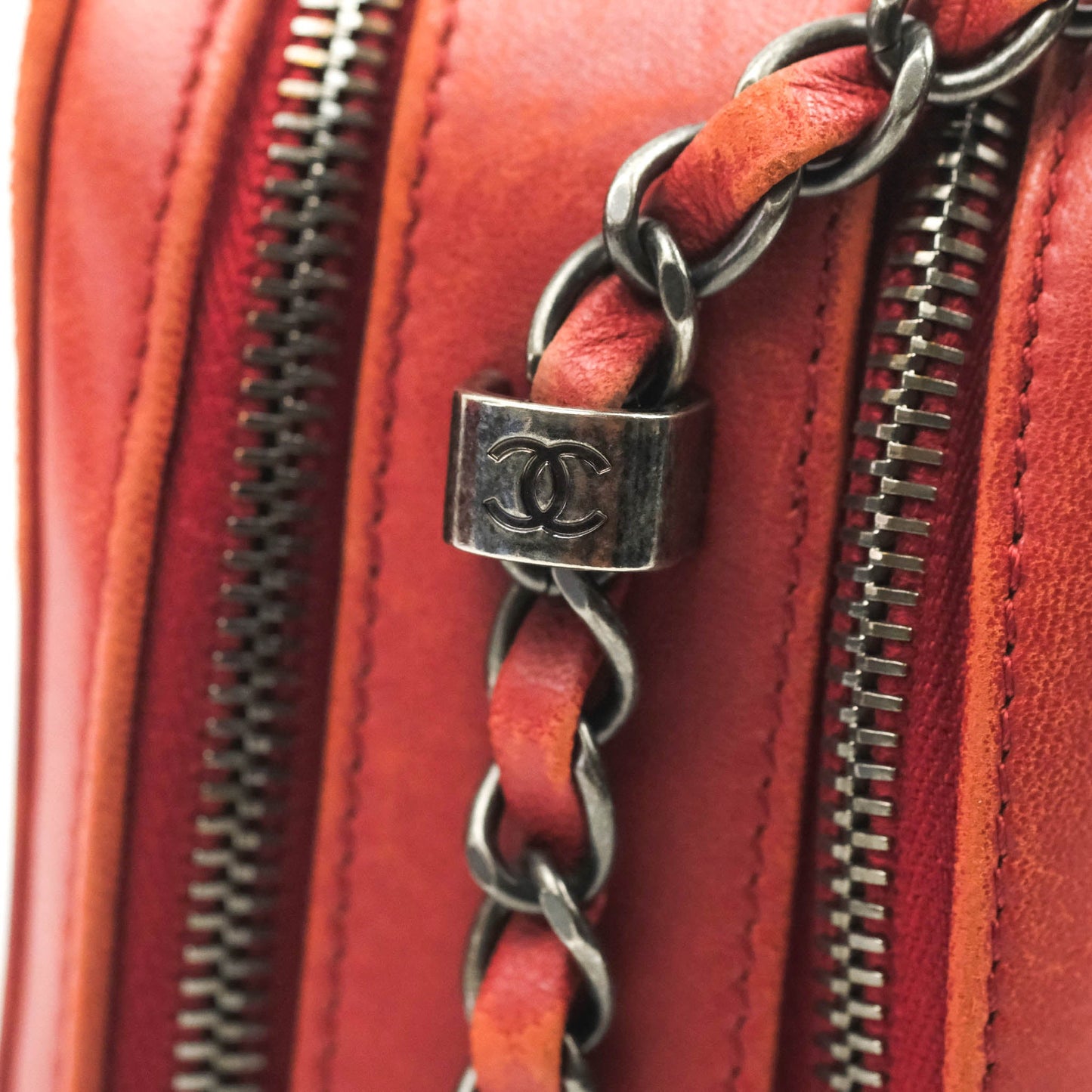 Chanel Quilted Crossbody Camera Bag Red Lambskin Ruthenium Hardware