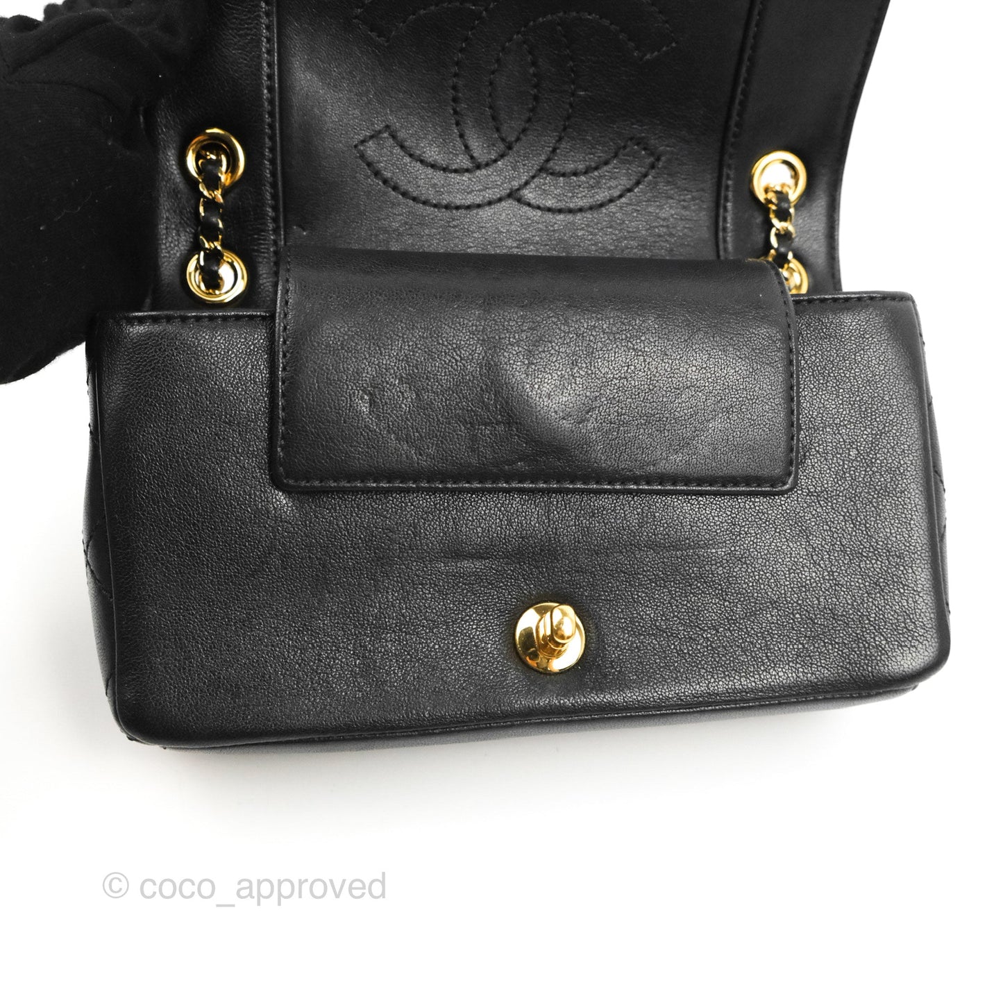 Chanel Small Vintage Mademoiselle Flap Black Sheepskin Gold Hardware