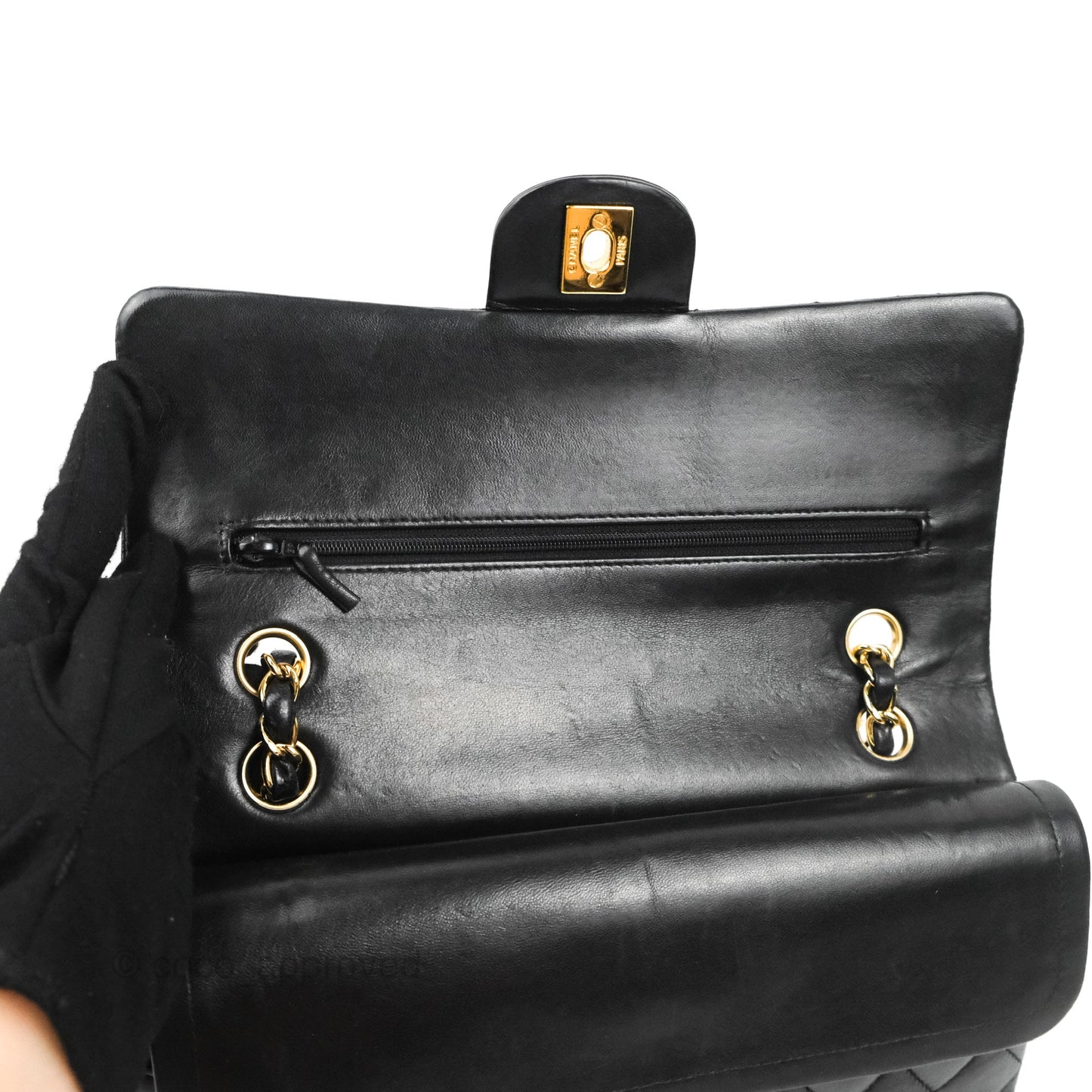 Chanel Classic M/L Medium Flap Quilted Black Lambskin Gold Hardware