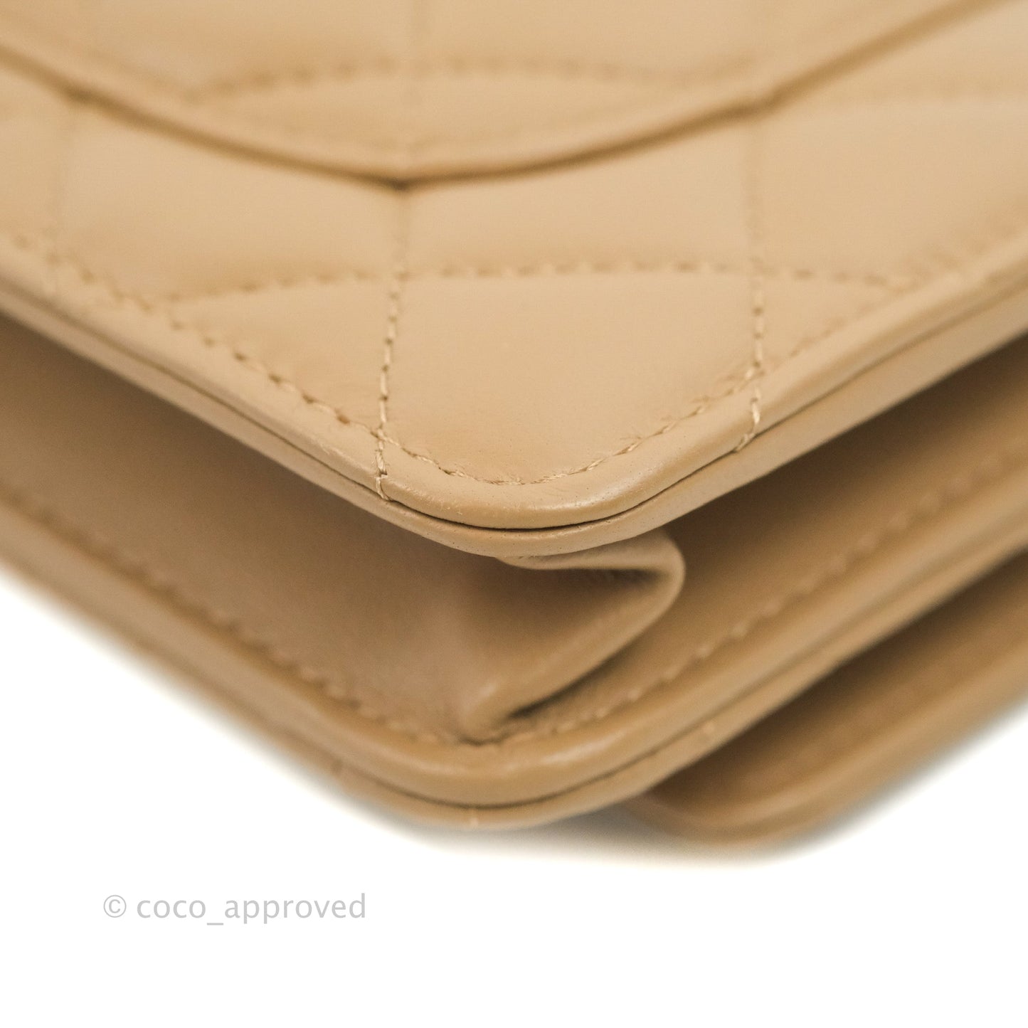 Chanel Quilted Pearl Crush Wallet on Chain WOC Beige Lambskin Aged Gold Hardware