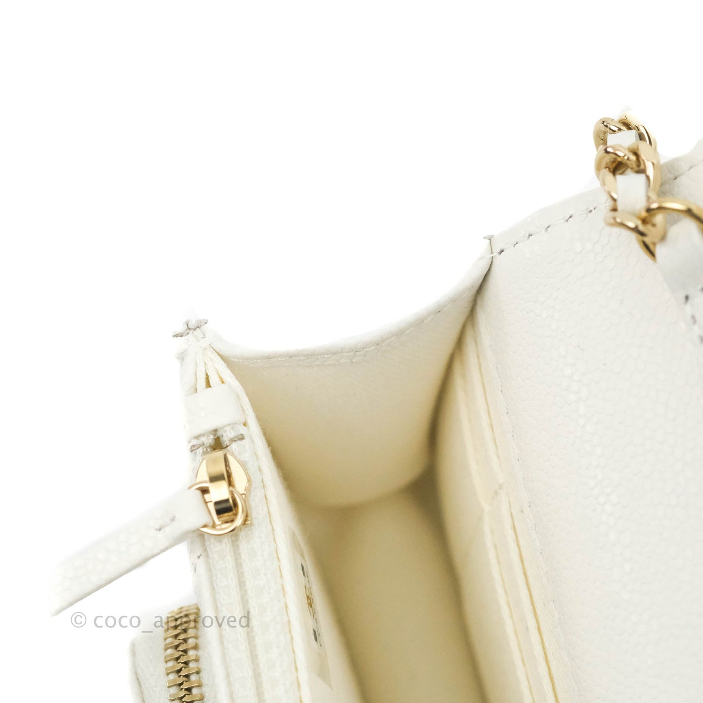 Chanel Business Affinity Clutch With Chain White Caviar Gold Hardware