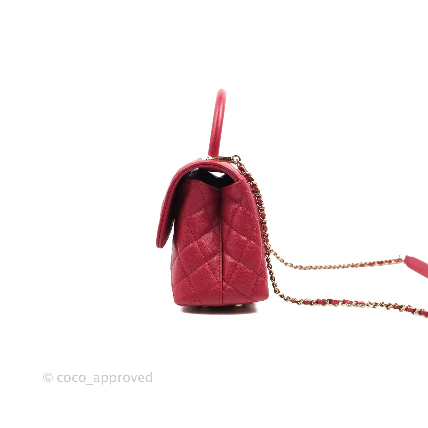 Chanel Small Coco Handle Quilted Dark Pink Caviar Gold Hardware 21A